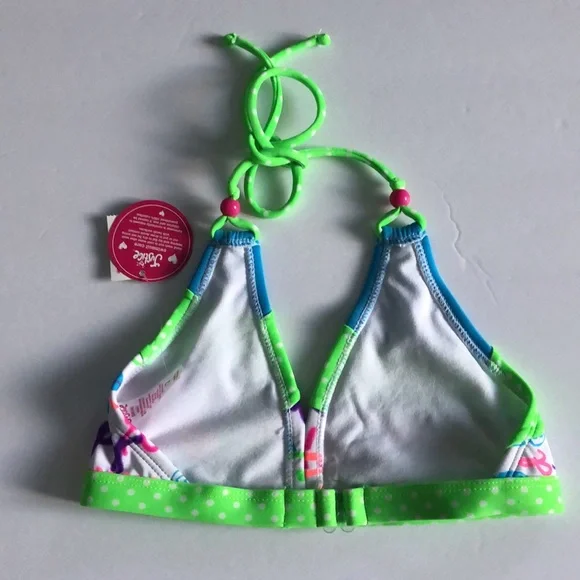 Justice Bikini with Peace Love Happy & Polka Dots Size 7 - Picture 3 of 10